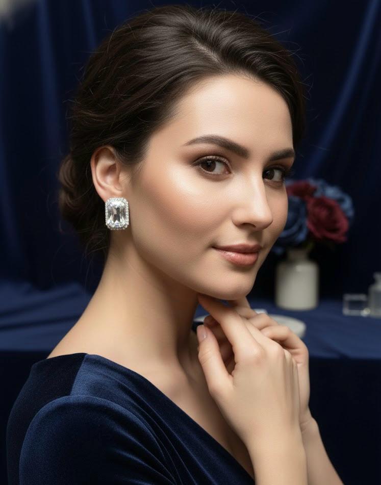 Nayvya Classic Crystal Stud Earrings