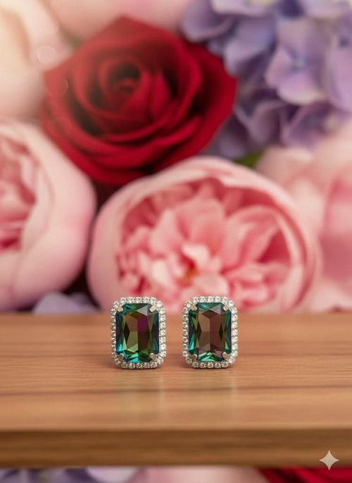 Nayvya Emerald Green Crystal Stud Earrings