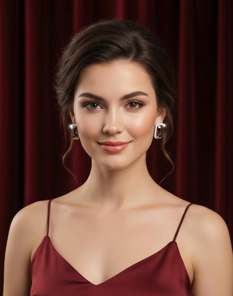 Nayvya Wine Crystal Stud Earrings